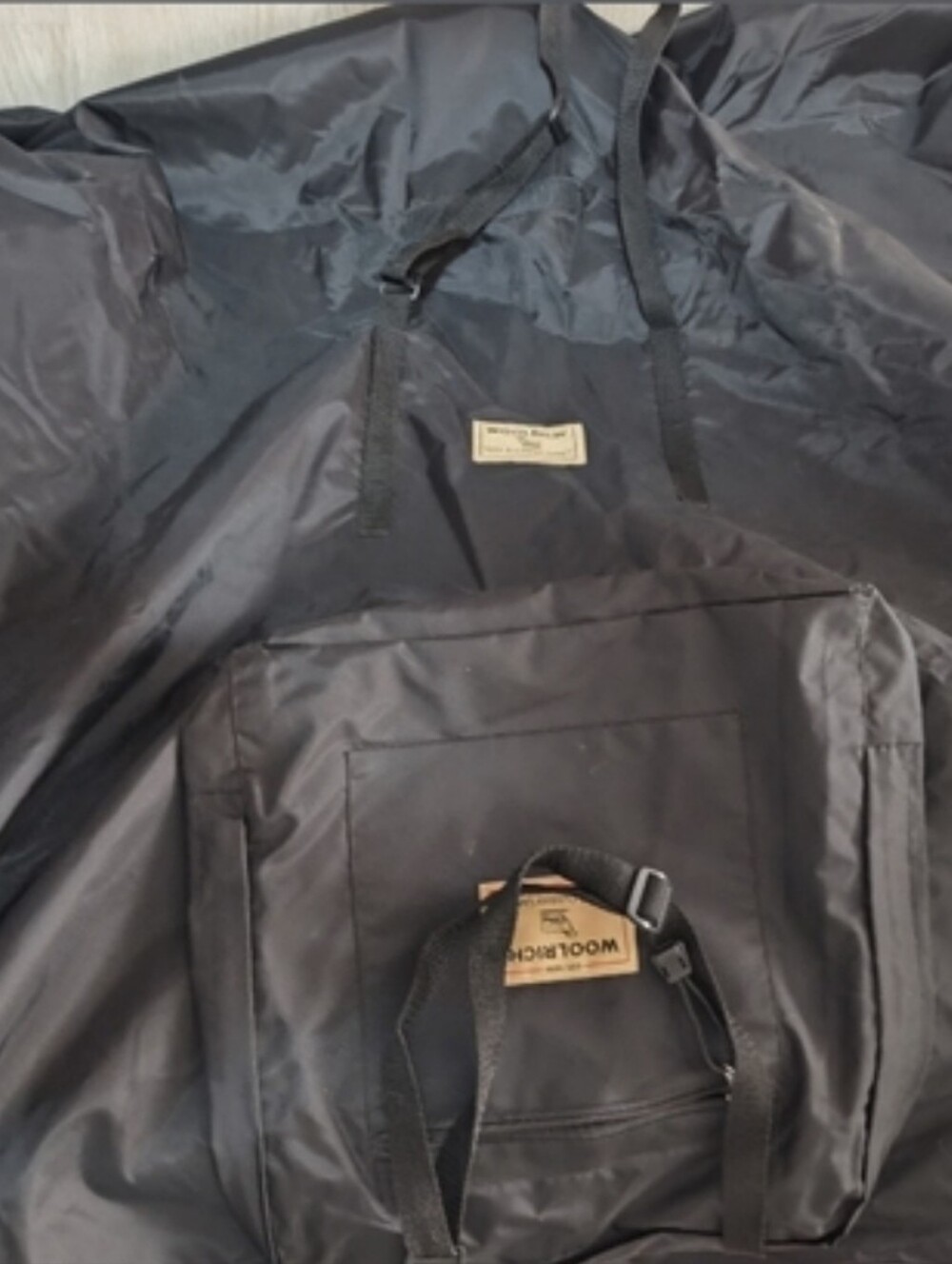 Vintage Woolrich Picnic Car Blanket With Handles Fleece Nylon Black &Tan EUC